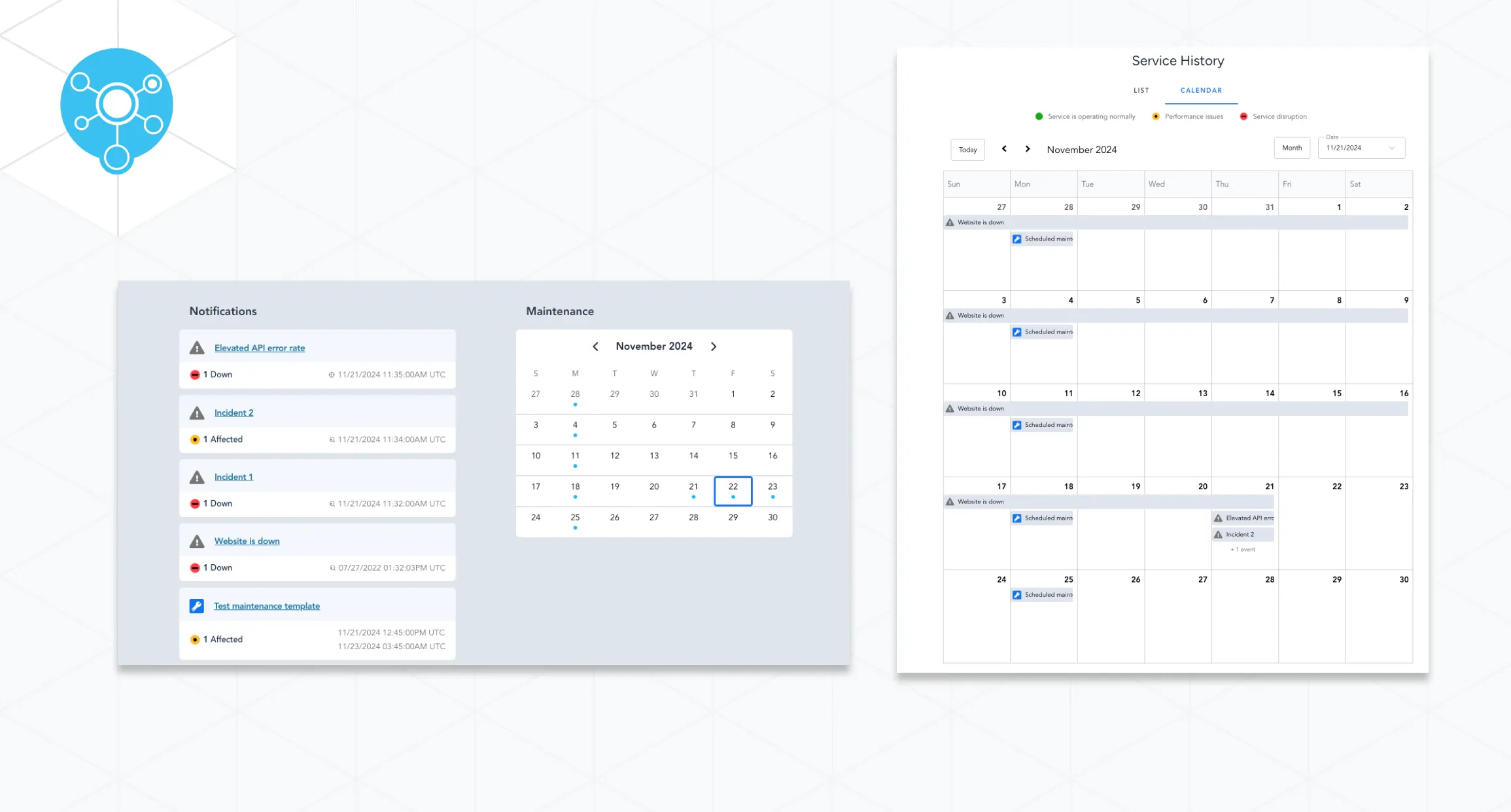 Status Page Updates: History Calendar and Event Cards Improved